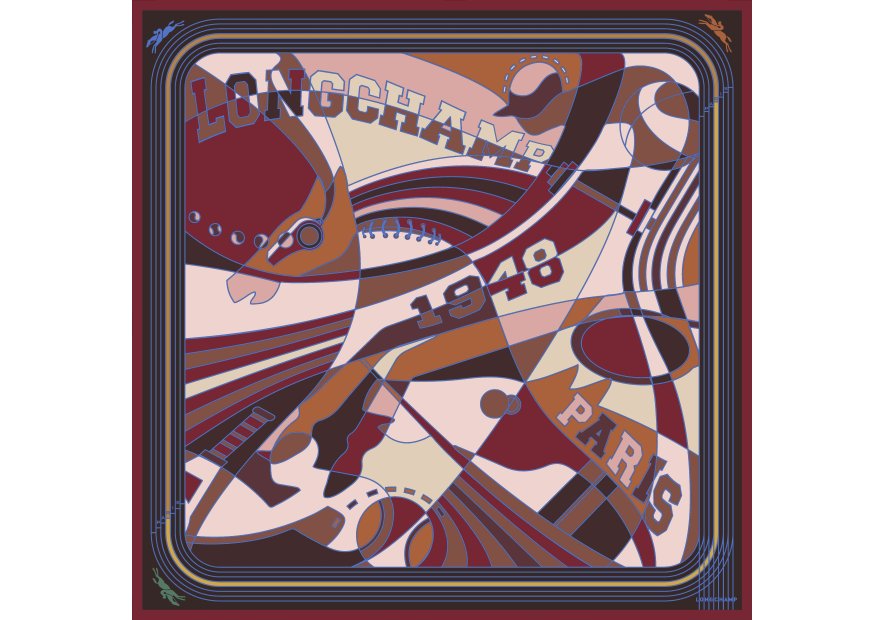 Longchamp 50642GSO carré de soie longchamp league 90x90cm carre de soie