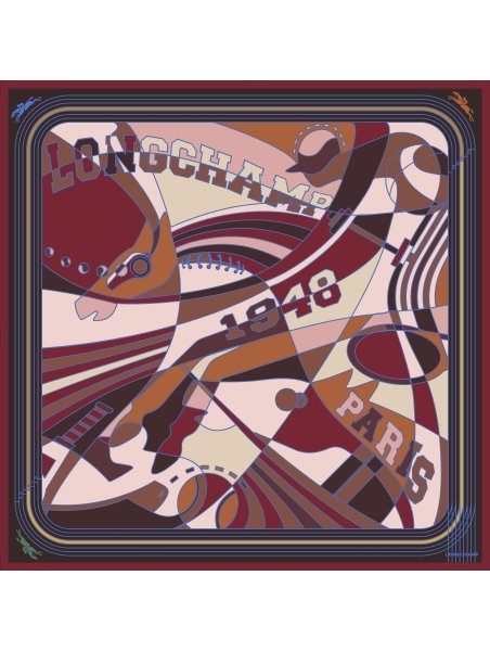 Longchamp 50642GSO carré de soie longchamp league 90x90cm carre de soie