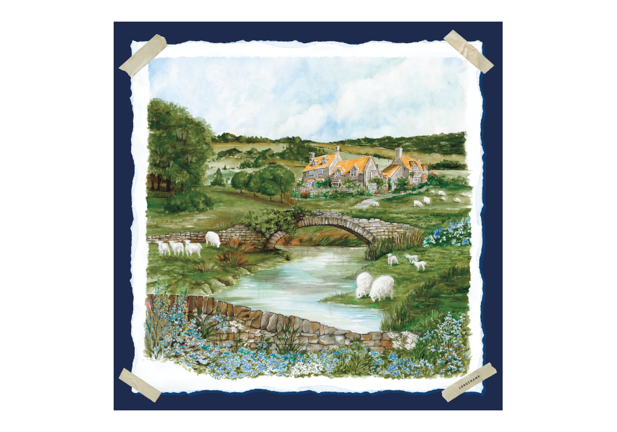 Longchamp 50662GSO carré de soie 70 x 70 cm carre de soie