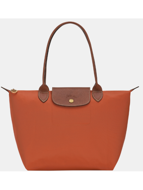 Longchamp 2605089 - NYLON ET CUIR - BRIQUE sac cabas m le pliage n'est pas format a4 sac-a-main-shopping-toile-ou-cuir