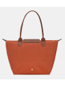 Longchamp 2605089 - NYLON ET CUIR - BRIQUE sac cabas m le pliage n'est pas format a4 sac-a-main-shopping-toile-ou-cuir