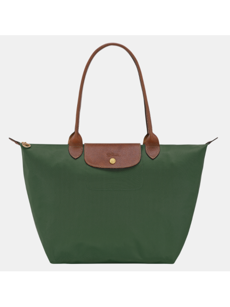 Longchamp 2605089 - NYLON ET CUIR - VERT A sac cabas m le pliage n'est pas format a4 sac-a-main-shopping-toile-ou-cuir