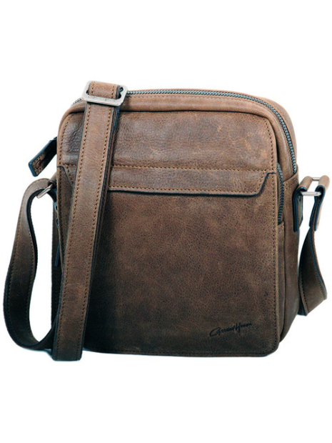 Gerard Henon 7103 - CUIR DE VACHETTE - CHOCOL Pochette bandoulière sacoche-homme