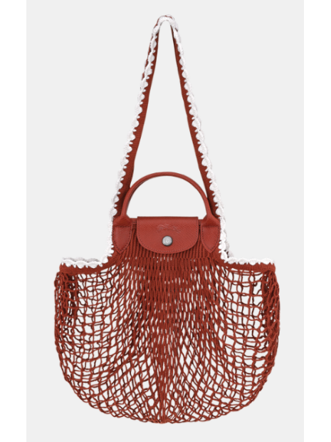 Longchamp 10121HGW - COTON ET CUIR - TERRA sac cabas m filet le pliage collection sac-a-main-shopping-toile-ou-cuir