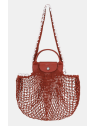 Longchamp 10121HGW - COTON ET CUIR - TERRA sac cabas m filet le pliage collection sac-a-main-shopping-toile-ou-cuir
