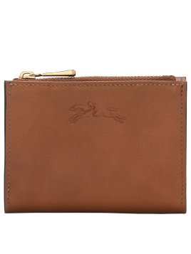 Longchamp 30049HFY - CUIR DE VEAU - COGNAC portefeuille compact épure pmpb