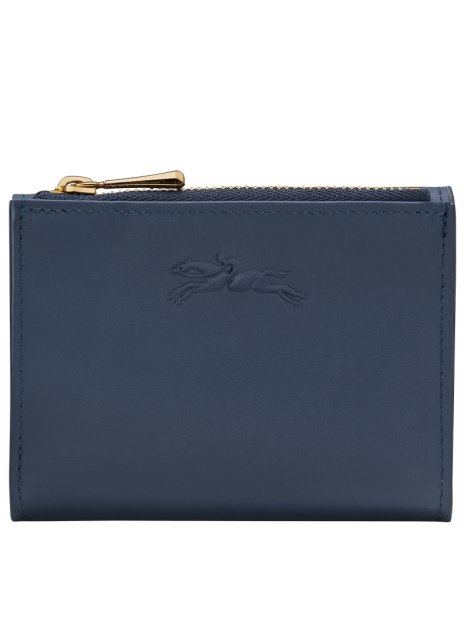 Longchamp 30049HFY - CUIR DE VEAU - MARINE portefeuille compact épure pmpb