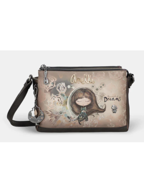 Anekke 41703-184 - SYNTHÉTIQUE - BEIGE sac bandoulière à motifs 3 compartiments sacs-a-mains