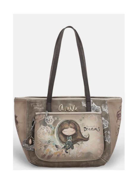Anekke 41702-367 - SYNTHÉTIQUE - BEIGE cabas sac-a-main-shopping-toile-ou-cuir