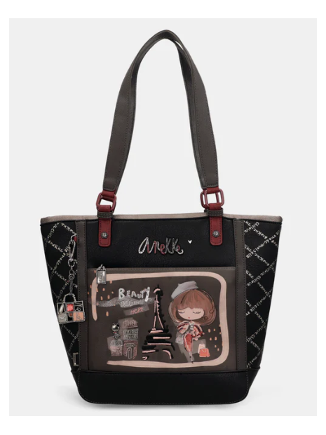 Anekke 41802-134 - SYNTHÉTIQUE - NOIR sac à main grand mademoiselle sac-a-main-shopping-toile-ou-cuir