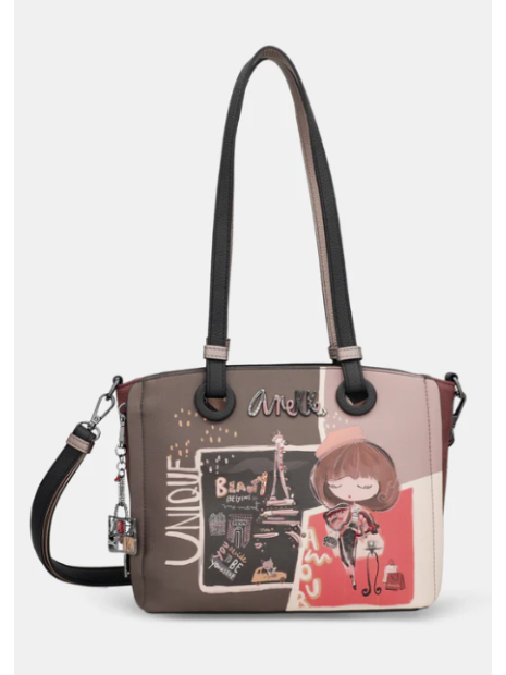 Anekke 41802-372 - SYNTHÉTIQUE - NOIR grand cabas sac-a-main-shopping-toile-ou-cuir