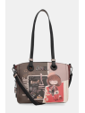 Anekke 41802-372 - SYNTHÉTIQUE - NOIR grand cabas sac-a-main-shopping-toile-ou-cuir