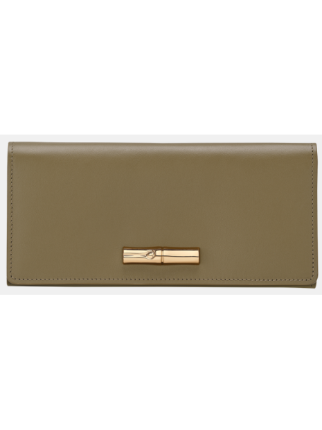 Longchamp 30050HGC - CUIR DE VEAU - OLIVE portefeuille long à rabat pmpb