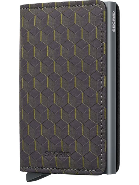 Secrid MOP - ALUMINIUM/CUIR - GREY/YELL porte cartes miniwallet optical porte-cartes