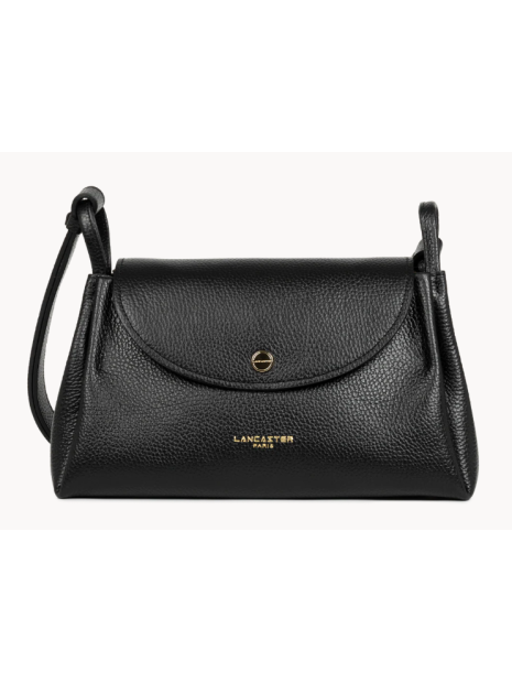 Lancaster 470-89 - CUIR DE VACHETTE - NOIR porté travers rabat accordéon double de lancaster sacs-a-mains
