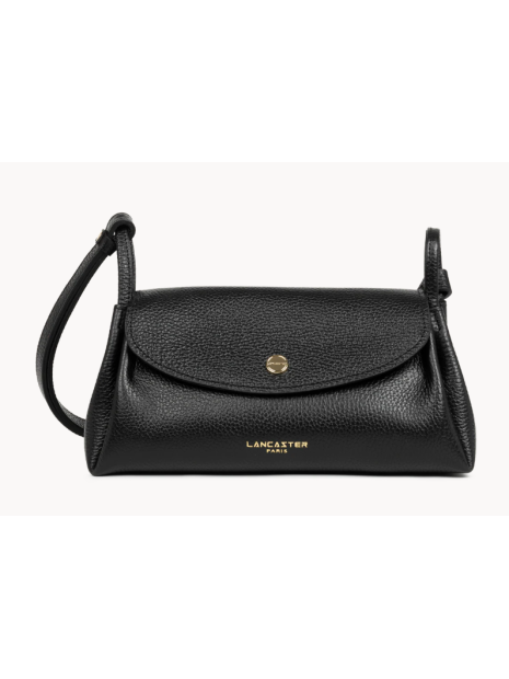 Lancaster 470-88 - CUIR DE VACHETTE - NOIR porté travers rabat accordéon double sacs-a-mains