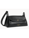 Lancaster 470-88 - CUIR DE VACHETTE - NOIR porté travers rabat accordéon double sacs-a-mains