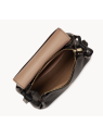 Lancaster 470-88 - CUIR DE VACHETTE - NOIR porté travers rabat accordéon double sacs-a-mains