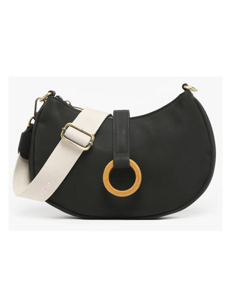 Woomen WCRO29 - POLYURÉTHANE - BLACK sac demi lune porté travers sacs-a-mains