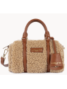 Lancaster 518-053 - POLYESTER/CUIR - COGNA petit sac polochon moumoute sacs-a-mains
