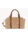 Lancaster 518-053 - POLYESTER/CUIR - COGNA petit sac polochon moumoute sacs-a-mains
