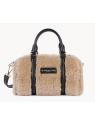Lancaster 518-053 - POLYESTER/CUIR - BEIGE petit sac polochon moumoute sacs-a-mains