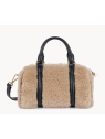Lancaster 518-053 - POLYESTER/CUIR - BEIGE petit sac polochon moumoute sacs-a-mains