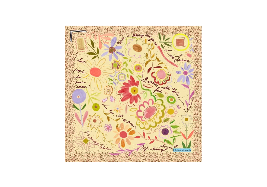 carre de soie 70x70 dites le avec des fleurs