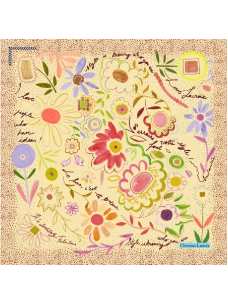 carre de soie 70x70 dites le avec des fleurs
