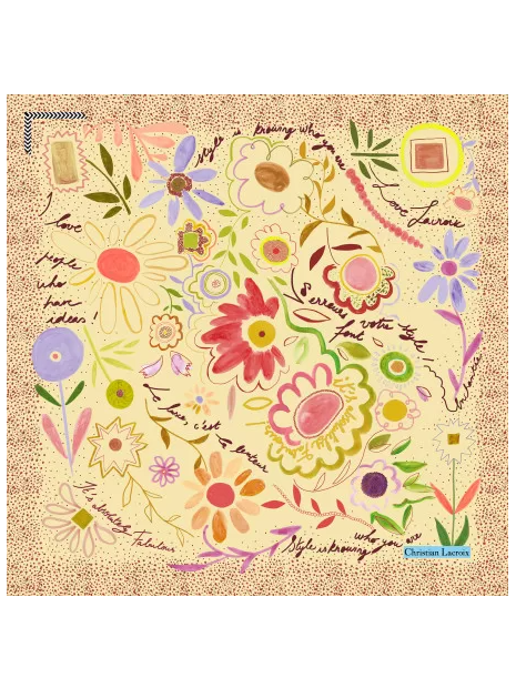 La Seta Mantero 742548984 - SOIE - JAUNE carre de soie 70x70 dites le avec des fleurs carre-de-soie