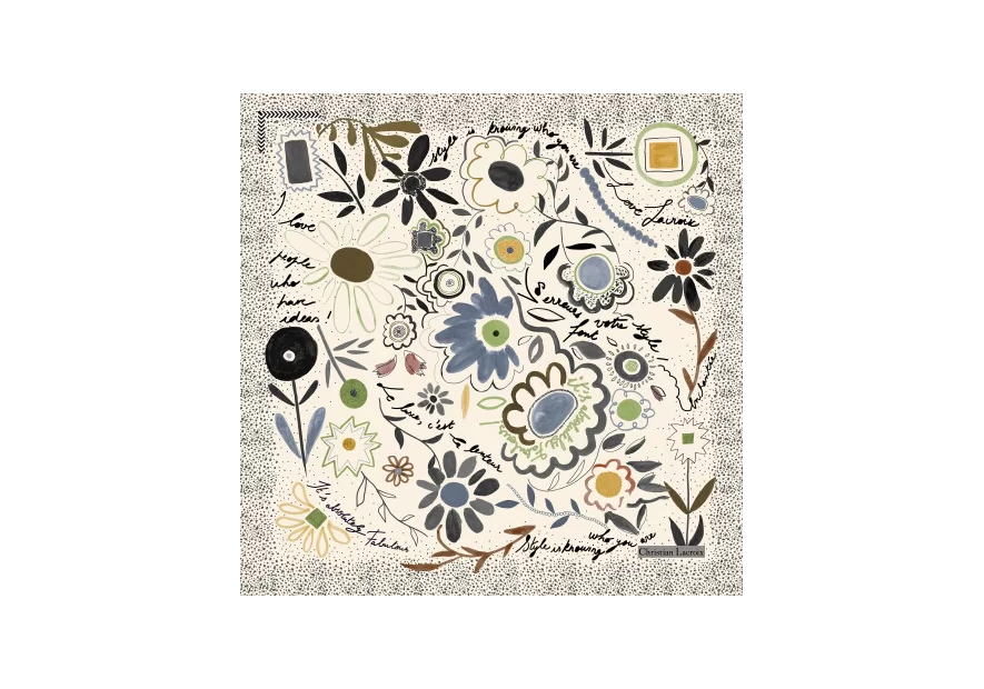 carre de soie 70x70 dites le avec des fleurs