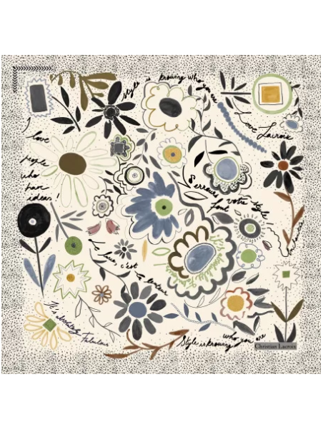 La Seta Mantero 742548984 carre de soie 70x70 dites le avec des fleurs carre de soie