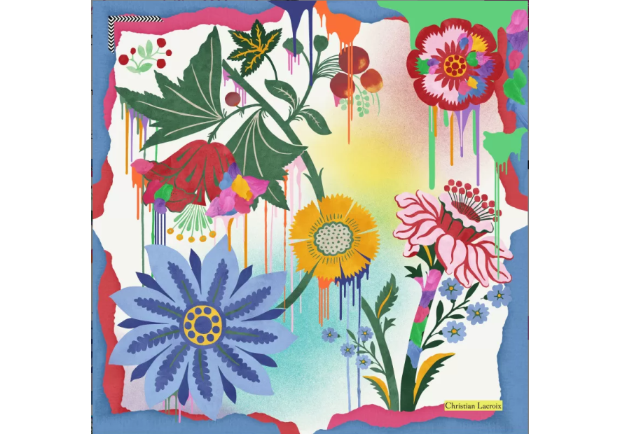 La Seta Mantero 742549590 carré de soie 70x70cm fresh painted carre de soie