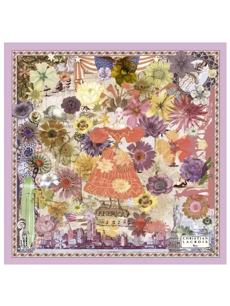 La Seta Mantero 742550001 - SOIE - ROSE carré de soie 70x70cm new word summer carre-de-soie
