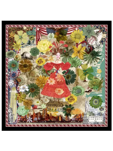 La Seta Mantero 742550001 - SOIE - VERT carré de soie 70x70cm new word summer carre-de-soie