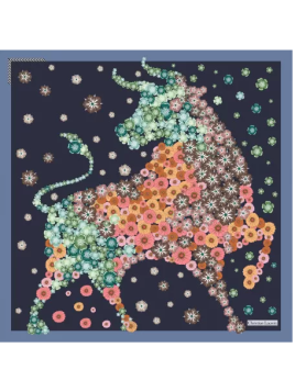 La Seta Mantero 713249061 - SOIE - NAVY carre de soie 90x90cm manade d'été carre de soie