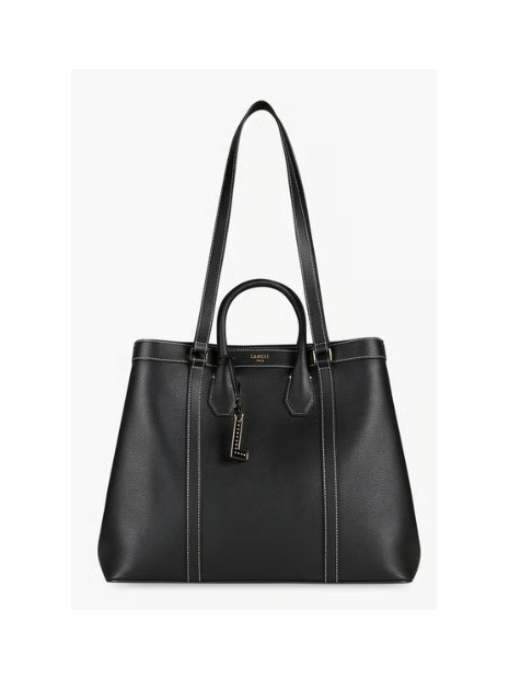 Lancel A13738 - CUIR DE VACHETTE - NOIR sac cabas double porté belleville de lancel sac-a-main-shopping-toile-ou-cuir