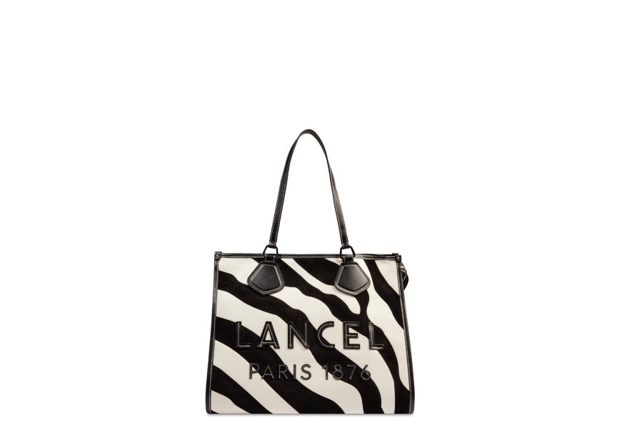 Lancel A13748 sac cabas lancel zebra shopping