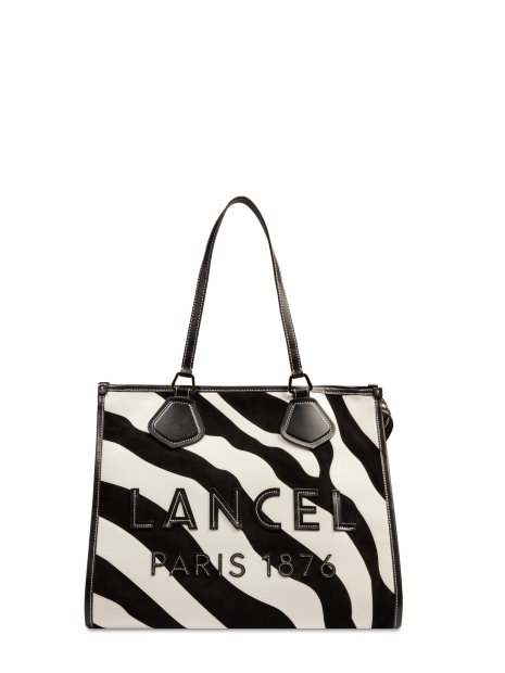 Lancel A13748 sac cabas lancel zebra sac-a-main-shopping-toile-ou-cuir