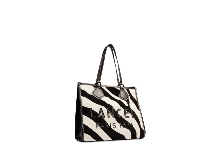 Lancel A13748 sac cabas lancel zebra shopping