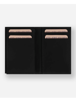 Les Ateliers Foures 935X - CUIR DE VACHETTE - NOIR porte cartes 3 volets compact pollux baroudeur p.cartes credit