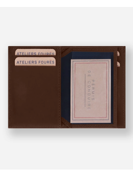 Les Ateliers Foures 935X - CUIR DE VACHETTE - COGNAC porte cartes 3 volets compact pollux baroudeur p.cartes credit