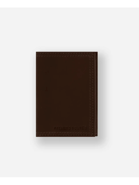 Les Ateliers Foures H28 - CUIR DE VACHETTE - CAFÉ portefeuille mini rabat platon portefeuille-homme