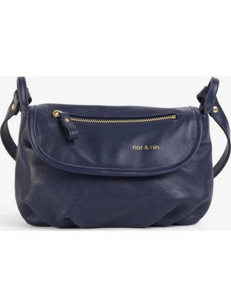 Nat & Nin JENNY - CUIR DE VACHETTE - BLEU  sac bandoulière rabat gibecière m jenny sacs-a-mains