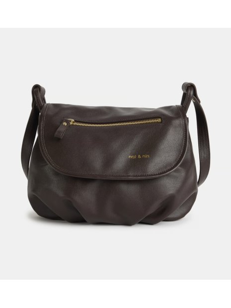 Nat & Nin JENNY - CUIR DE VACHETTE - ÉBÈNE sac bandoulière rabat gibecière m jenny sacs-a-mains