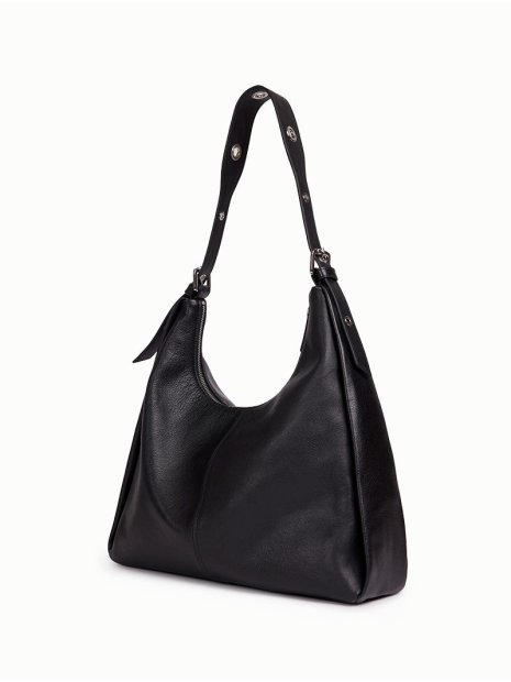 Nat & Nin TINA - CUIR DE VACHETTE - NOIR sac besace hobo tina nat&nin sacs-a-mains