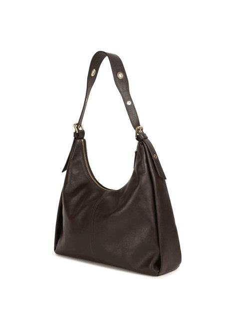 Nat & Nin TINA - CUIR DE VACHETTE - ÉBÈNE  sac besace hobo tina nat&nin sacs-a-mains