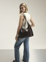Nat & Nin TINA - CUIR DE VACHETTE - ÉBÈNE  sac besace hobo tina nat&nin sacs-a-mains