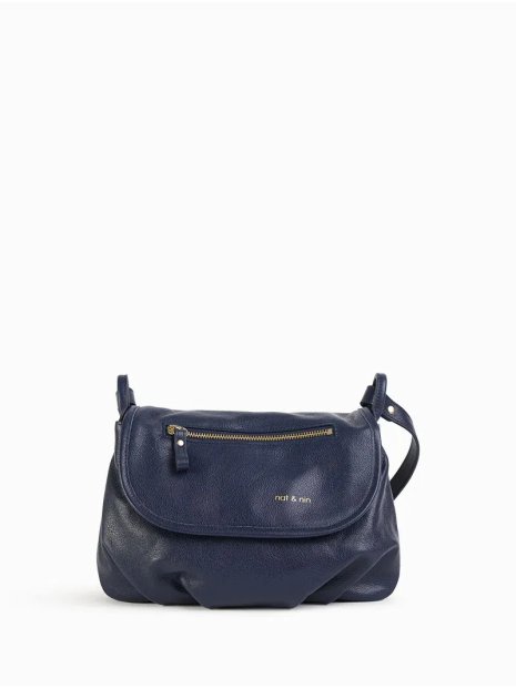 Nat & Nin JEN - CUIR DE VACHETTE - BLEU CO sac à rabat gibecière jen sacs-a-mains