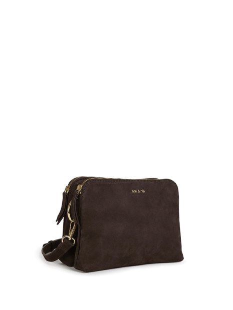 Nat & Nin NAEL - CUIR DE VACHETTE - EBENE sac à main bandoulière double zip naël nat&nin sacs-a-mains